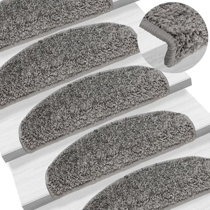 Stair Mats 10 pcs 65x21x4 cm Grey Half Round Large