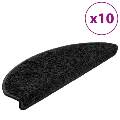 Stair Mats 10 pcs 65x21x4 cm Black Half Round Large