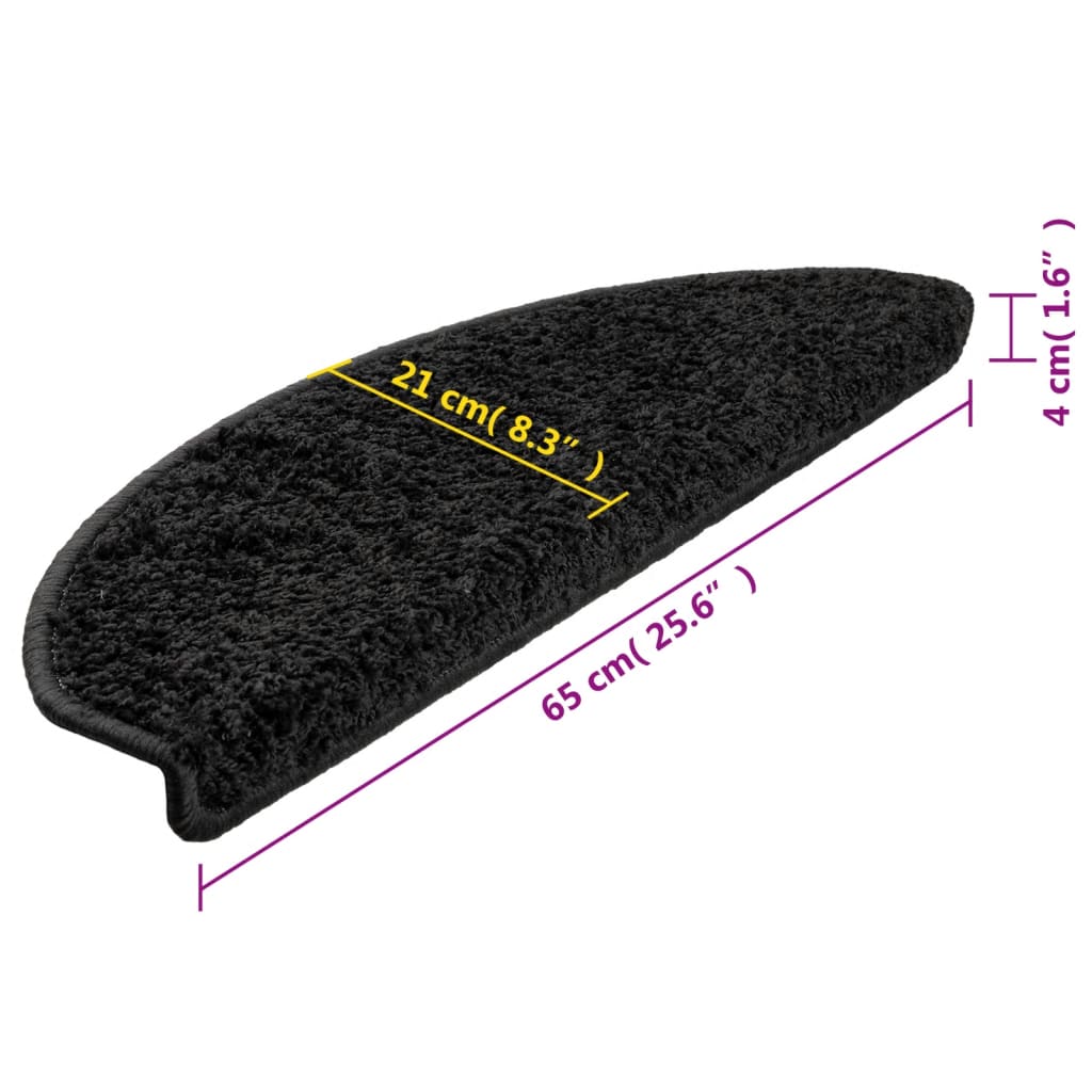 Stair Mats 10 pcs 65x21x4 cm Black Half Round Large