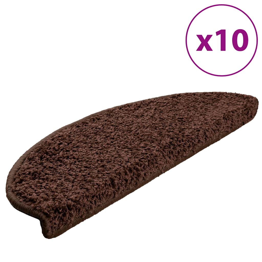 Stair Mats 10 pcs 65x21x4 cm Brown Half Round Large