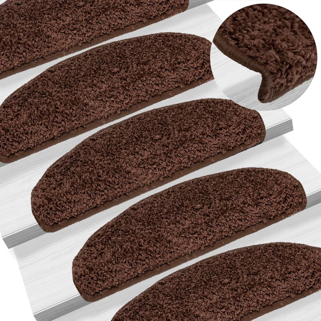 Stair Mats 10 pcs 65x21x4 cm Brown Half Round Large