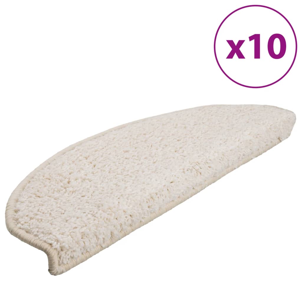 Stair Mats 10 pcs 65x21x4 cm White Half Round Large