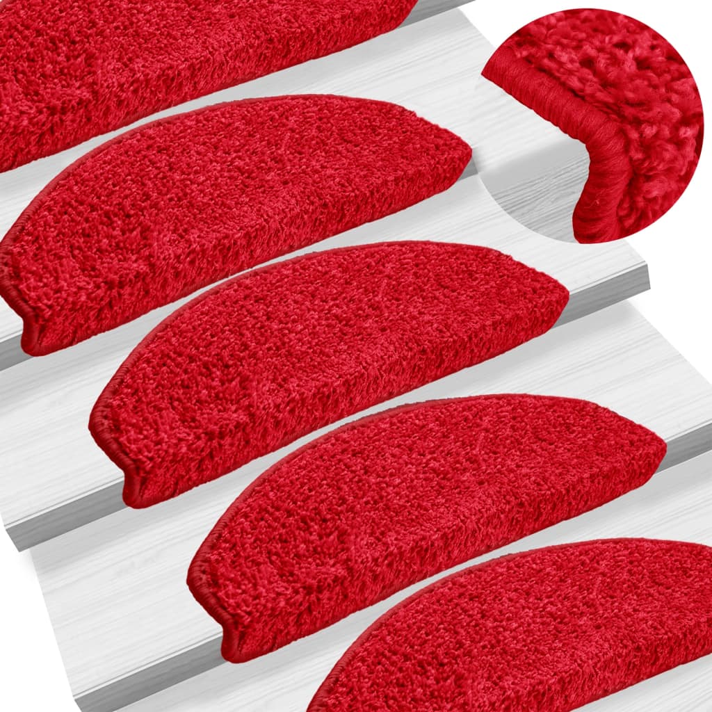 Stair Mats 10 pcs 65x21x4 cm Red Half Round Large