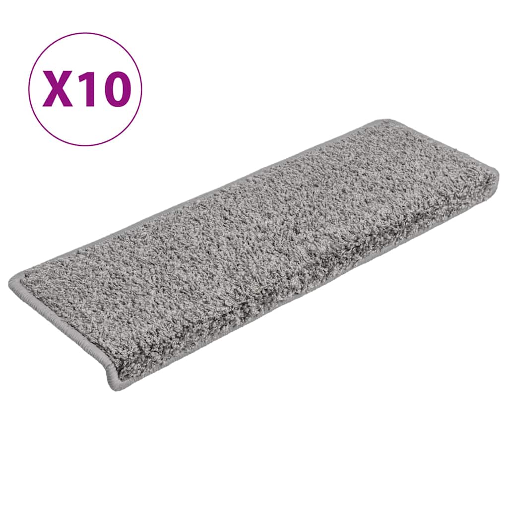 Stair Mats 10 pcs 65x21x4 cm Grey Rectangular Edge