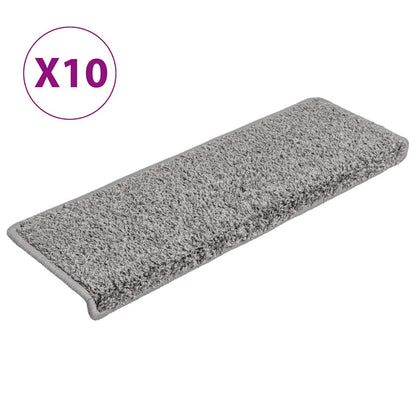 Stair Mats 10 pcs 65x21x4 cm Grey Rectangular Edge