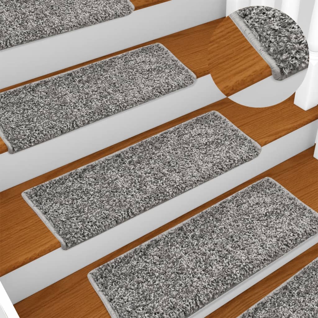 Stair Mats 10 pcs 65x21x4 cm Grey Rectangular Edge