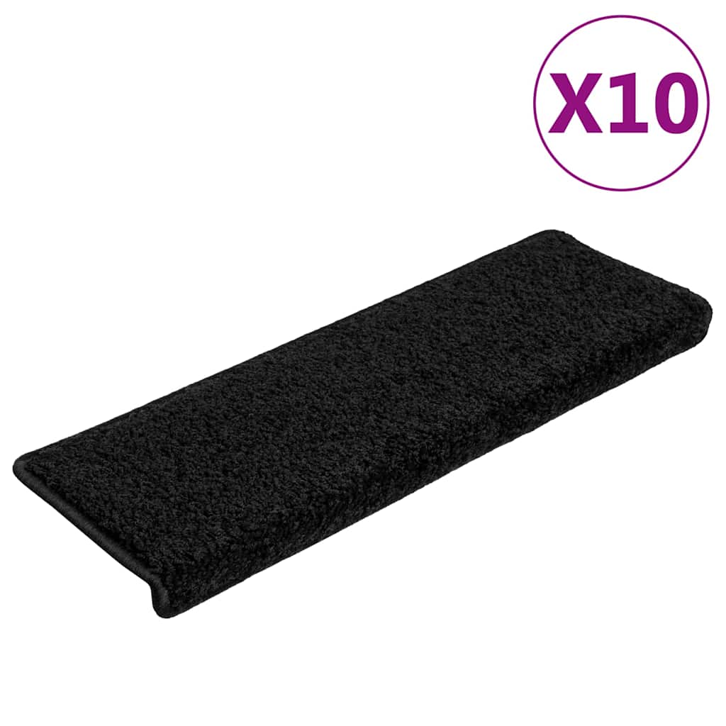 Stair Mats 10 pcs 65x21x4 cm Black Rectangular Edge