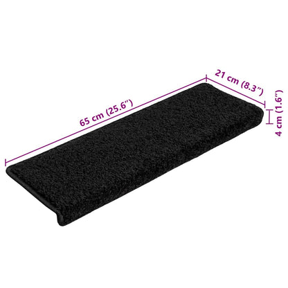 Stair Mats 10 pcs 65x21x4 cm Black Rectangular Edge