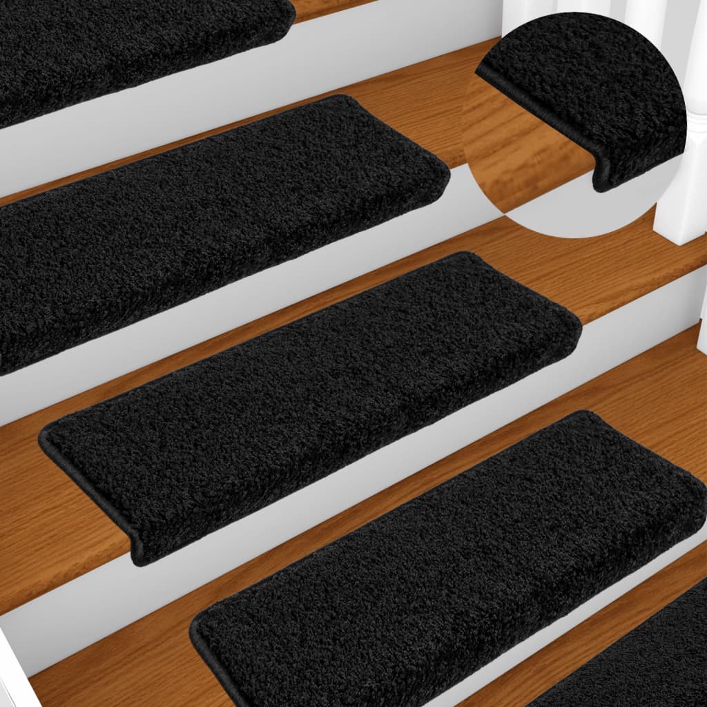 Stair Mats 10 pcs 65x21x4 cm Black Rectangular Edge