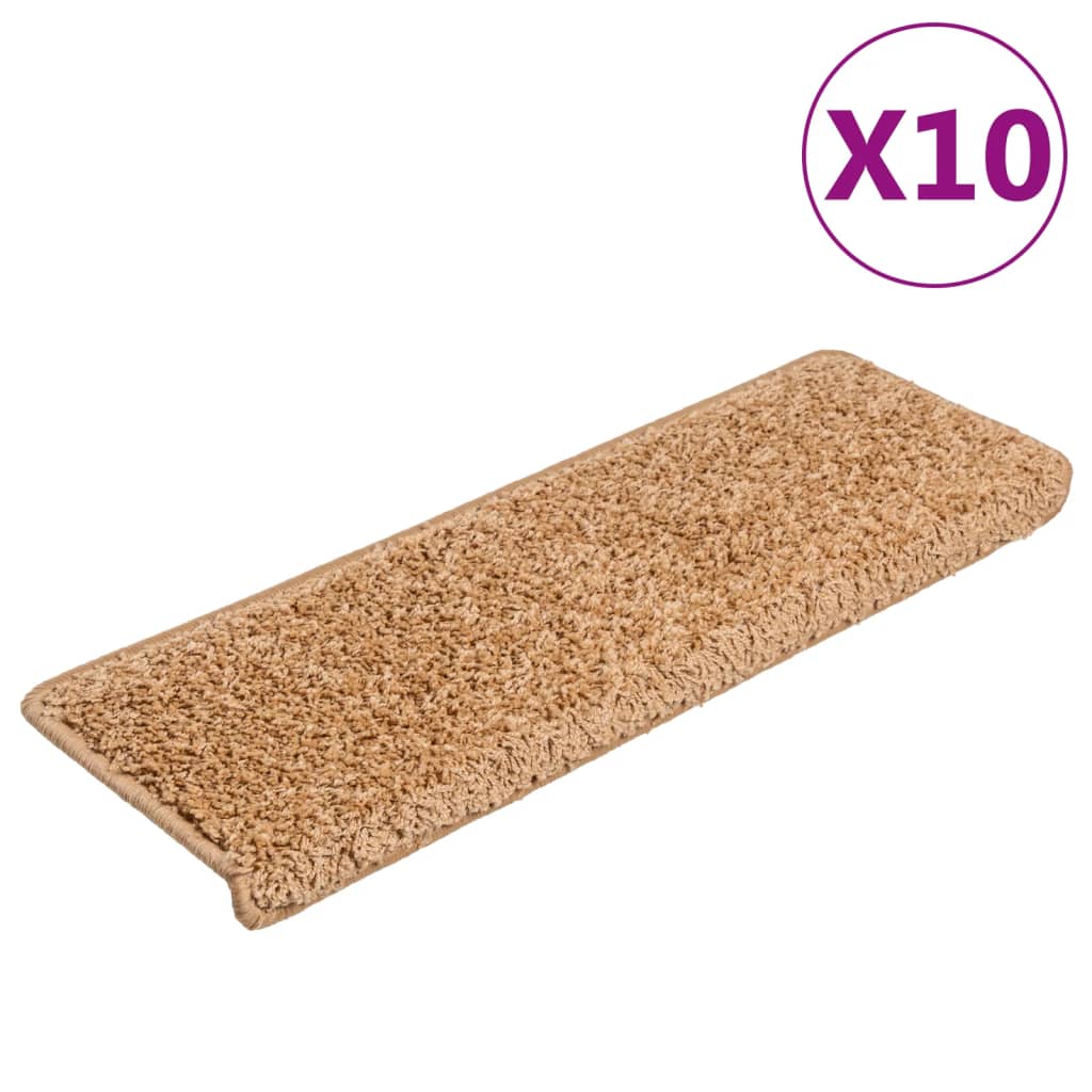 Stair Mats 10 pcs 65x21x4 cm Beige Rectangular Edge