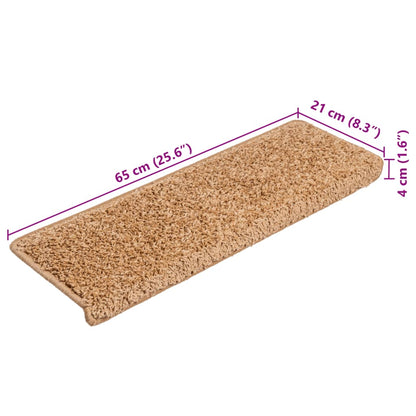 Stair Mats 10 pcs 65x21x4 cm Beige Rectangular Edge