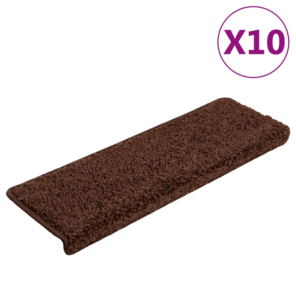 Stair Mats 10 pcs 65x21x4 cm Brown Rectangular Edge