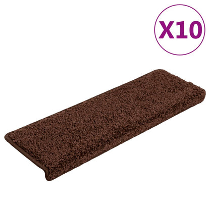 Stair Mats 10 pcs 65x21x4 cm Brown Rectangular Edge