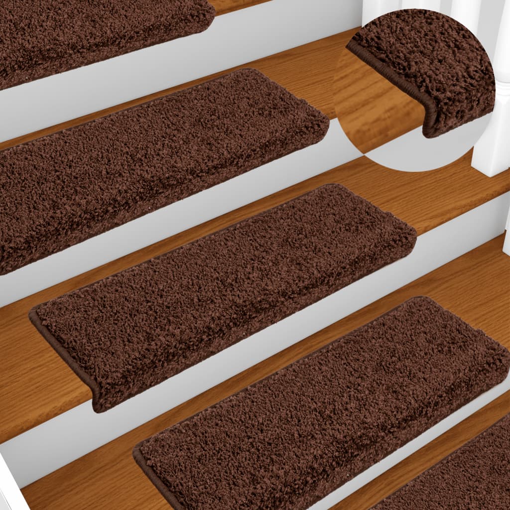 Stair Mats 10 pcs 65x21x4 cm Brown Rectangular Edge