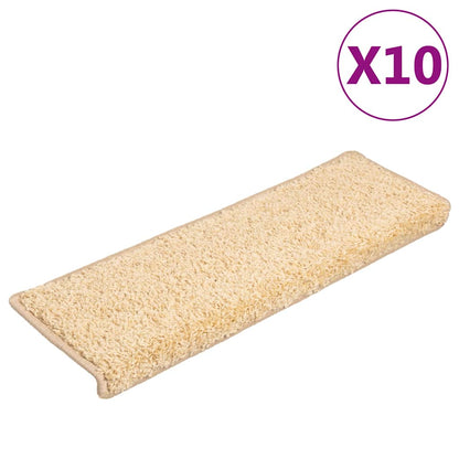 Stair Mats 10 pcs 65x21x4 cm Cream Rectangular Edge