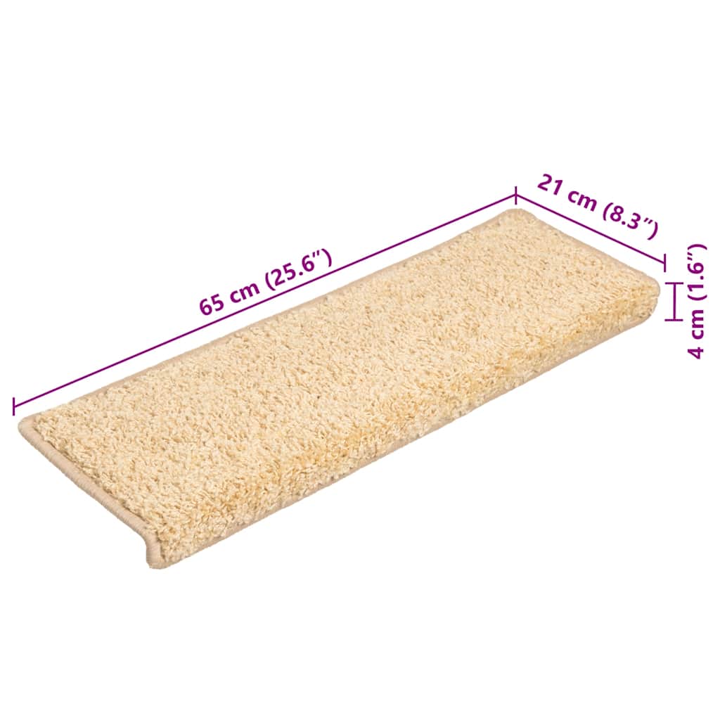 Stair Mats 10 pcs 65x21x4 cm Cream Rectangular Edge