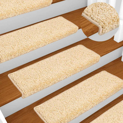 Stair Mats 10 pcs 65x21x4 cm Cream Rectangular Edge