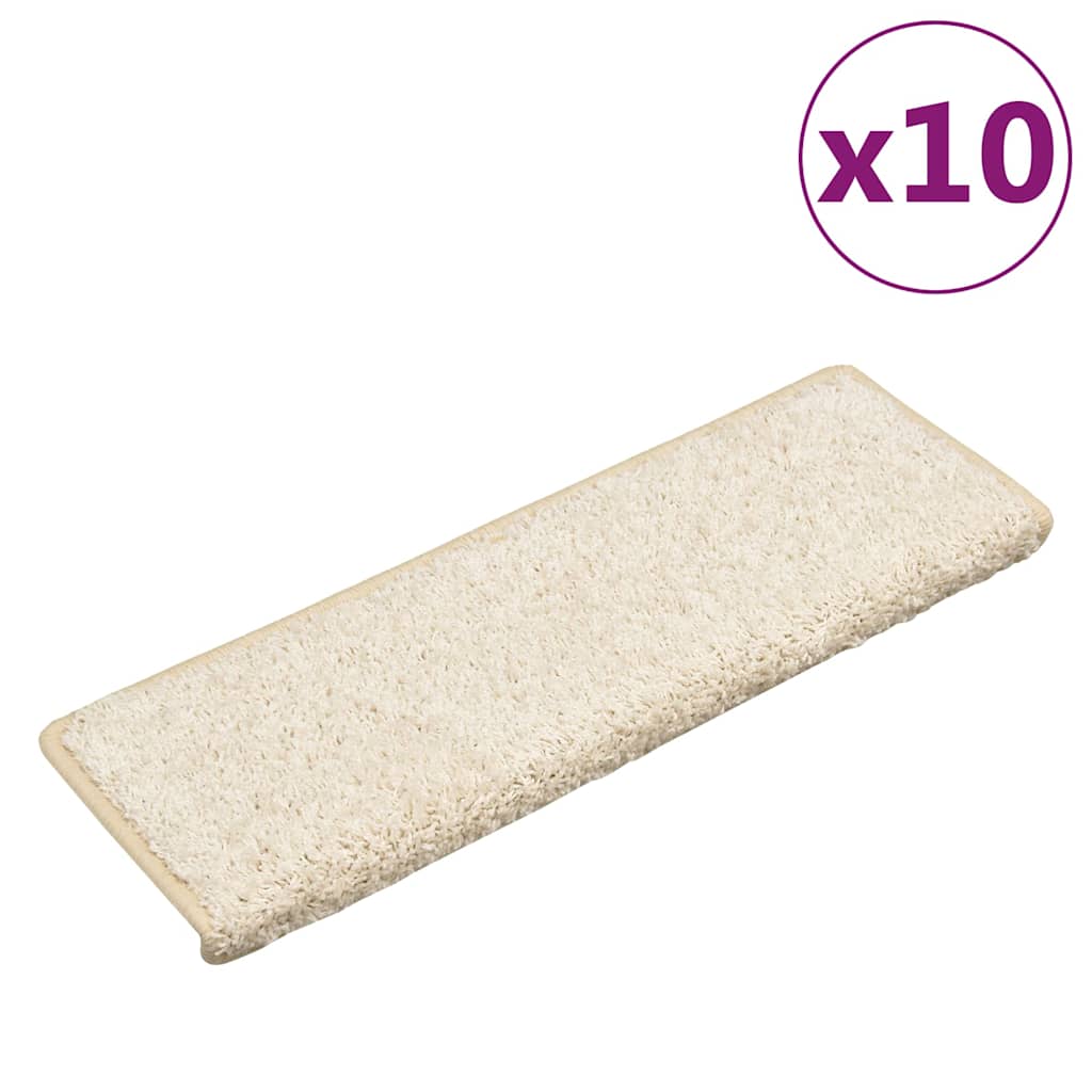 Stair Mats 10 pcs 65x21x4 cm White Rectangular Edge