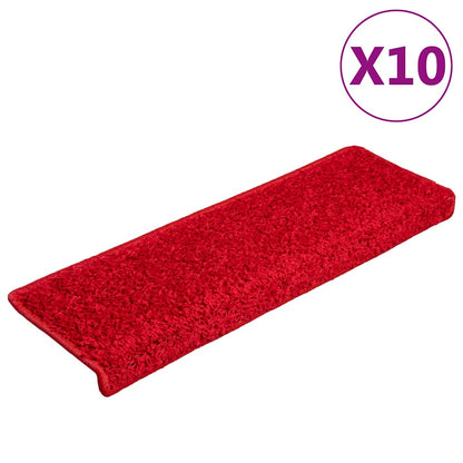 Stair Mats 10 pcs 65x21x4 cm Red Rectangular Edge