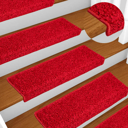 Stair Mats 10 pcs 65x21x4 cm Red Rectangular Edge