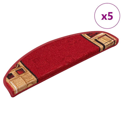 Stair Mats Self-adhesive 5 pcs 65x21x4 cm Red