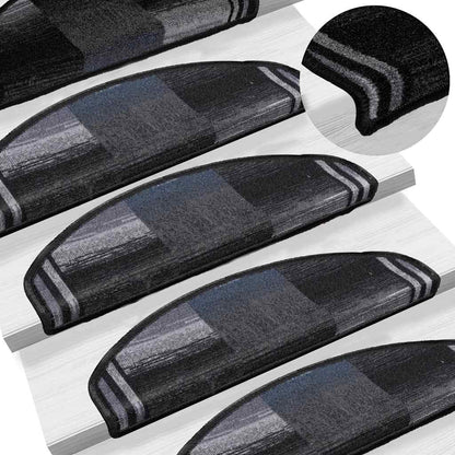 Stair Mats Self-adhesive 5 pcs 65x21x4 cm Black and Grey