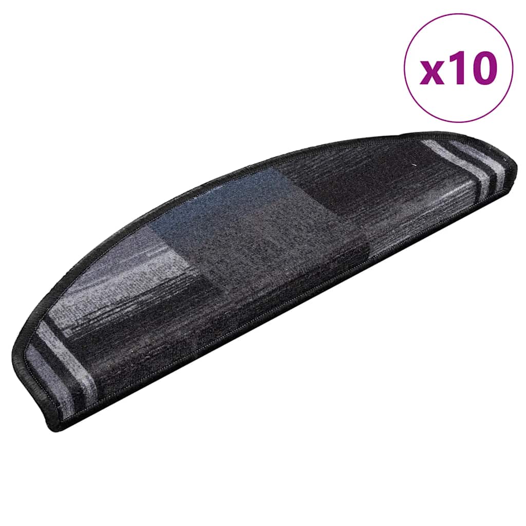 Stair Mats Self-adhesive 10 pcs 65x21x4 cm Black and Grey