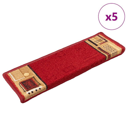 Stair Mat | Set of 5 | Red | 100% Tufted Polyamide | 65 x 21 cm