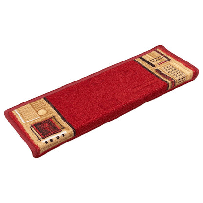 Stair Mat | Set of 5 | Red | 100% Tufted Polyamide | 65 x 21 cm