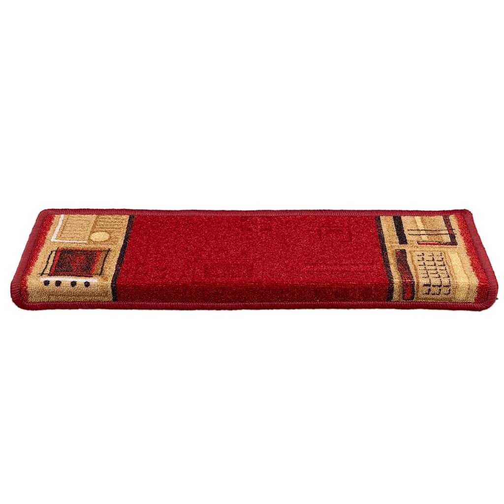 Stair Mat | Set of 5 | Red | 100% Tufted Polyamide | 65 x 21 cm
