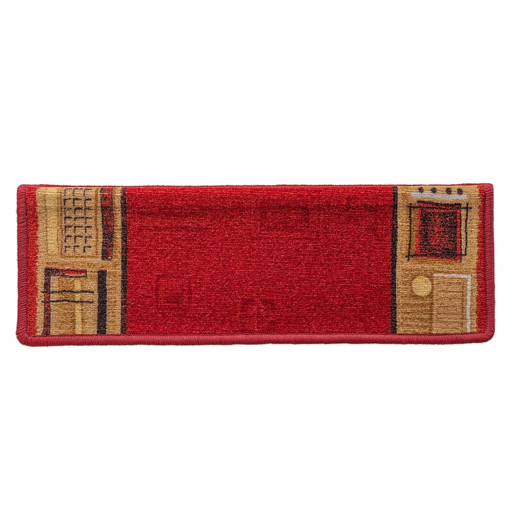 Stair Mat | Set of 5 | Red | 100% Tufted Polyamide | 65 x 21 cm