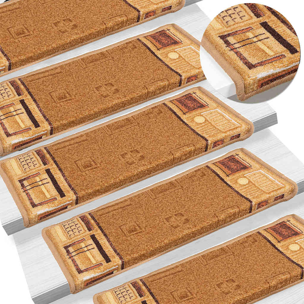 Stair Mats Self-adhesive 5 pcs 65x21x4 cm Beige