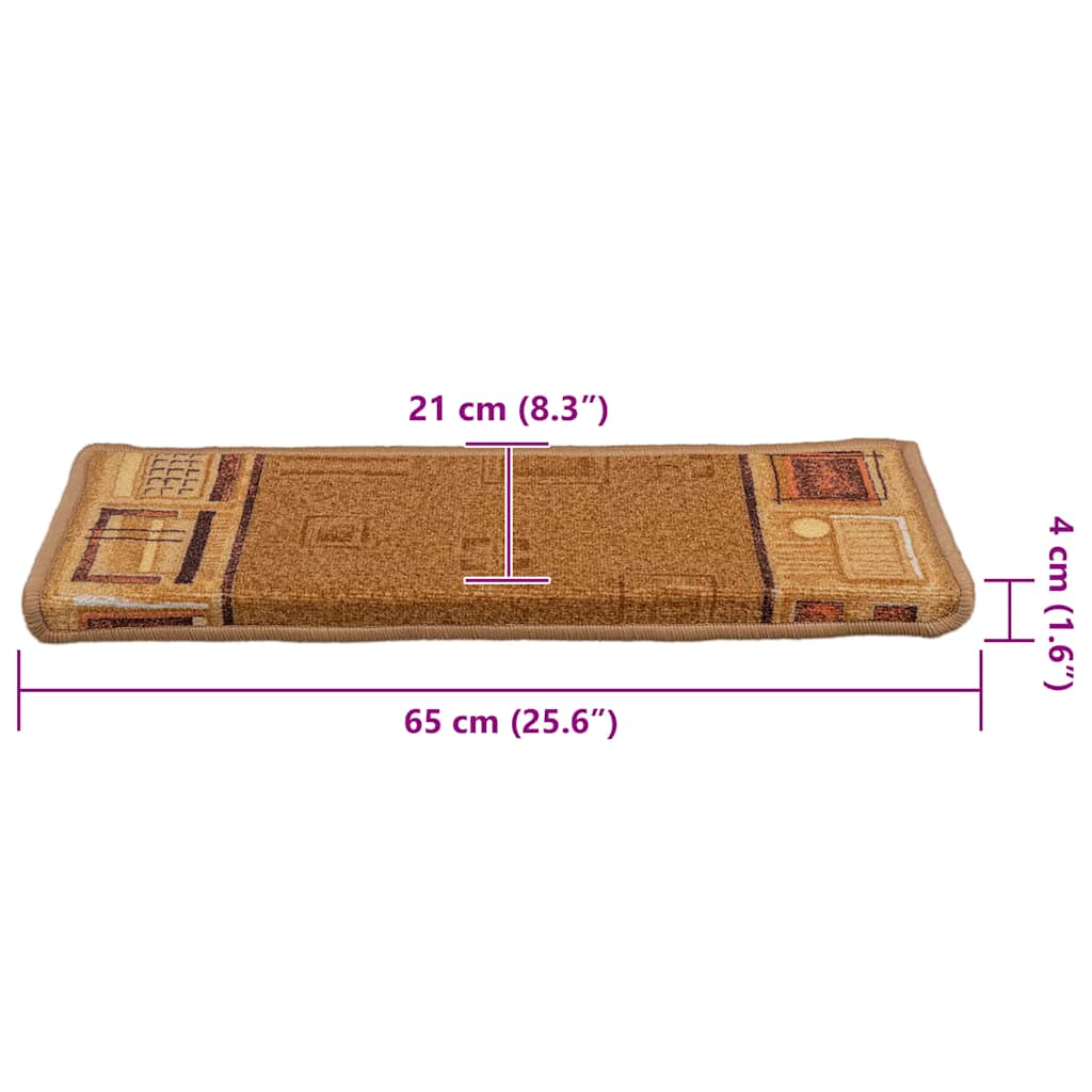 Stair Mats Self-adhesive 5 pcs 65x21x4 cm Beige