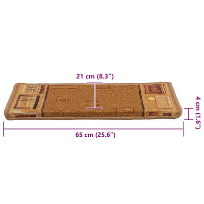 Stair Mats Self-adhesive 5 pcs 65x21x4 cm Beige