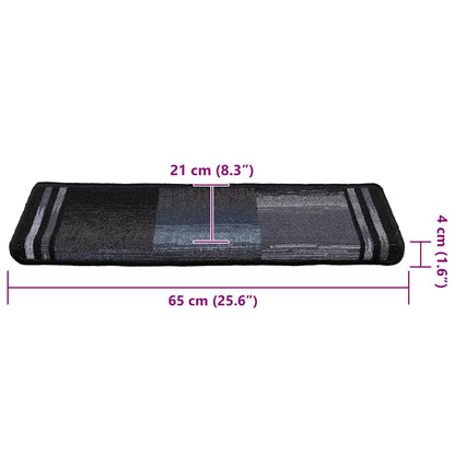 Stair Mat | Set of 5 | Black and grey | 100% Polyamide tufted