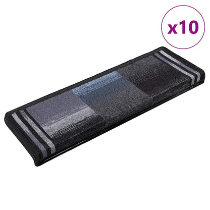 Stair Mats Self-adhesive 10 pcs 65x21x4 cm Black and Grey