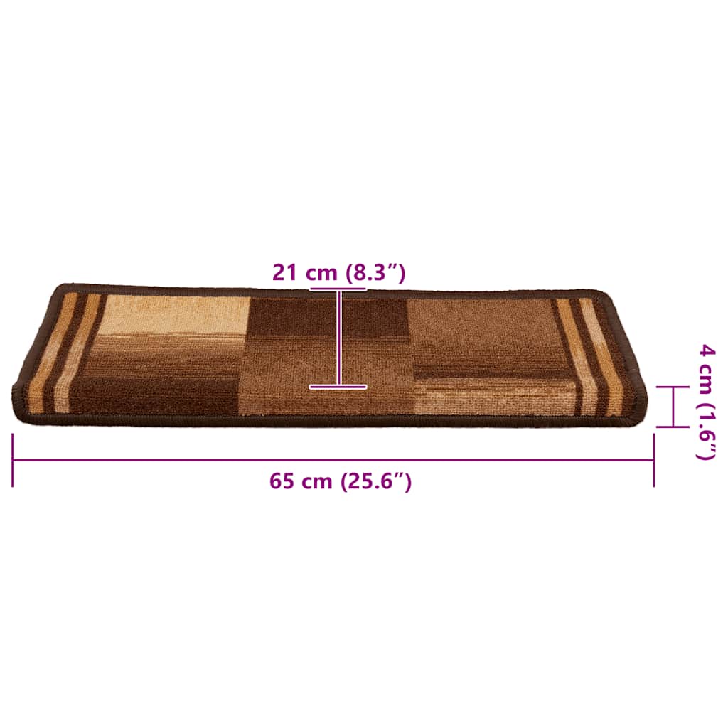 Stair Mat | Set of 10 | Brown | 100% Polyamide | Standard | Stair Mat