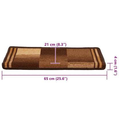 Stair Mat | Set of 10 | Brown | 100% Polyamide | Standard | Stair Mat