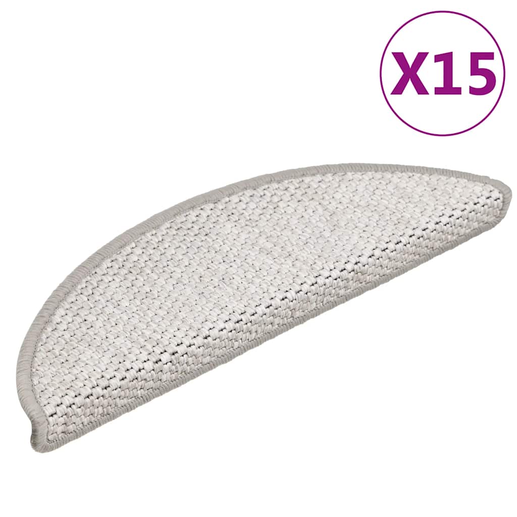 Stair Mats Self-adhesive Sisal-Look 15 pcs 56x17x3 cm Platina