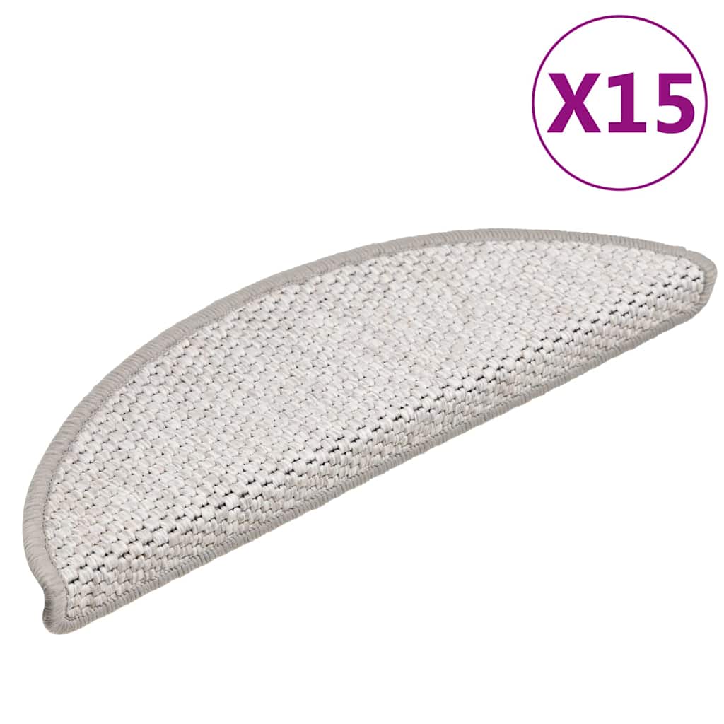 Stair Mats Self-adhesive Sisal-Look 15 pcs 56x17x3 cm Platina