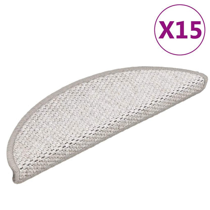 Stair Mats Self-adhesive Sisal-Look 15 pcs 56x17x3 cm Platina