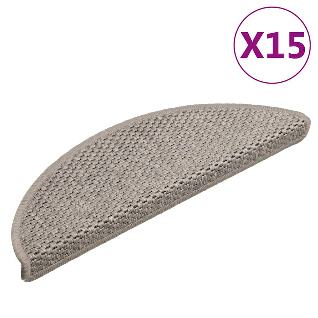 Stair Mats Self-adhesive Sisal-Look 15 pcs 56x17x3 cm Silver