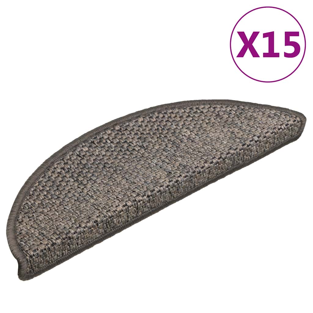 Stair Mats Self-adhesive Sisal-Look 15 pcs 56x17x3 cm Grey and Beige