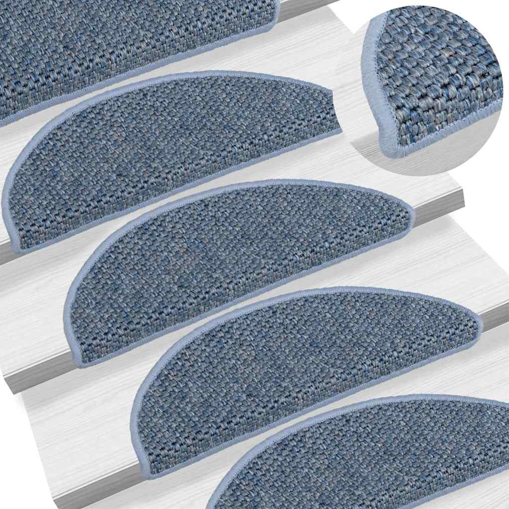 Stair Mats Self-adhesive Sisal-Look 15 pcs 56x17x3 cm Blue