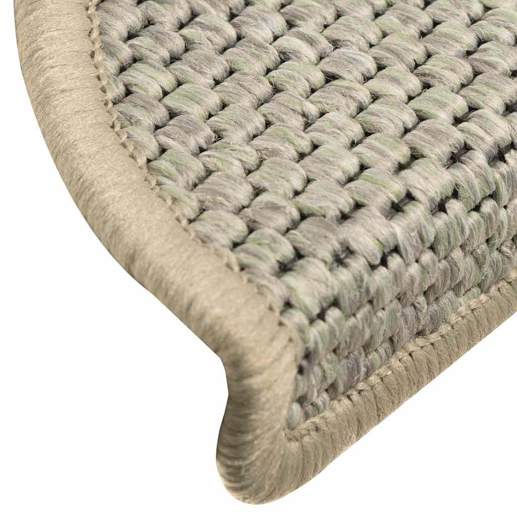 Stair Mats Self-adhesive Sisal-Look 15 pcs 56x17x3 cm Light Green