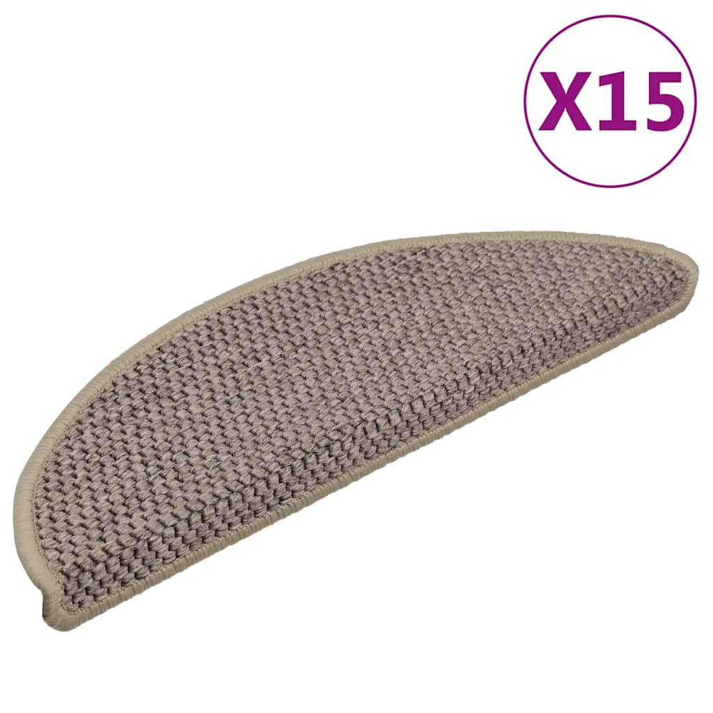 Stair Mats Self-adhesive Sisal-Look 15 pcs 56x17x3 cm Dark Beige