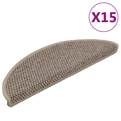 Stair Mats Self-adhesive Sisal-Look 15 pcs 56x17x3cm Dark Beige