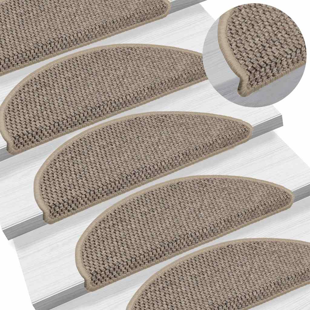Stair Mats Self-adhesive Sisal-Look 15 pcs 56x17x3cm Dark Beige