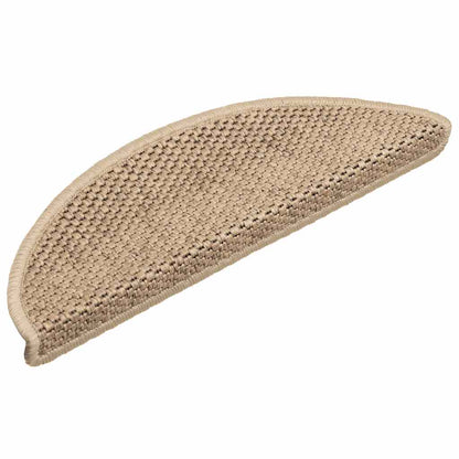 Stair Mats Self-adhesive Sisal-Look 15 pcs 56x17x3 cm Sand