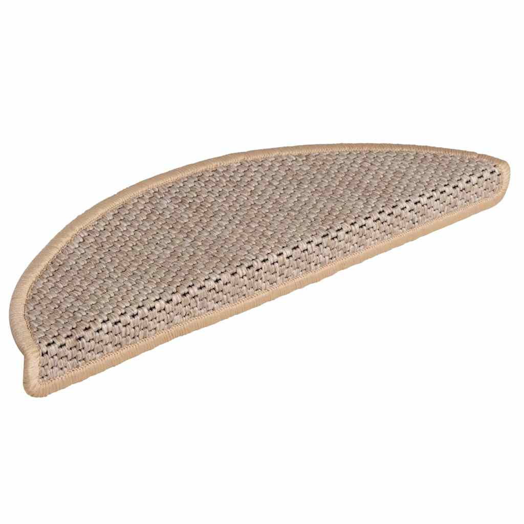 Stair Mats Self-adhesive Sisal-Look 15pcs 56x17x3cm Light Beige